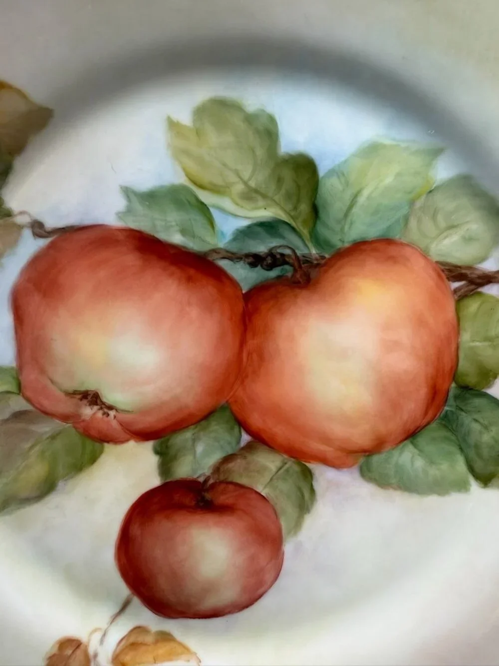 Antique Tirschenreuth Bavaria Hand Painted Apple Plate C Leere 10.75